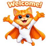 NiceNIC կամange cat welcoming a new customer